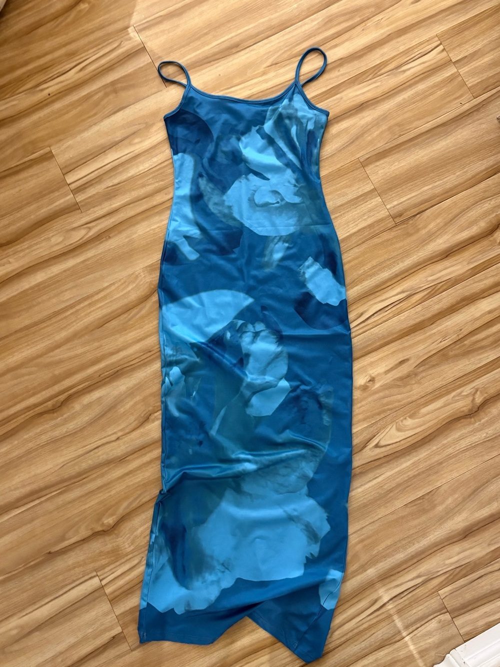 SHEIN Teal Blue Floral Slip Maxi Dress